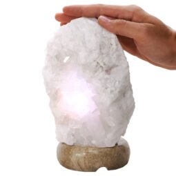 Clear Quartz Druze Lamp on Marble Base – White LED Bulb L530 | Crystal Factory