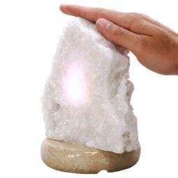 Clear Quartz Druze Lamp on Marble Base – White LED Bulb L531 | Crystal Factory
