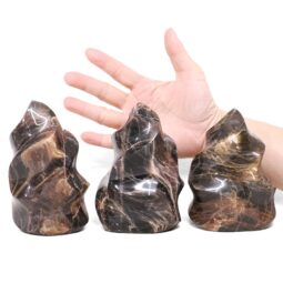 Madagascar Black Moonstone Crystal Flame Set 3 Pieces X432 | Crystal Factory