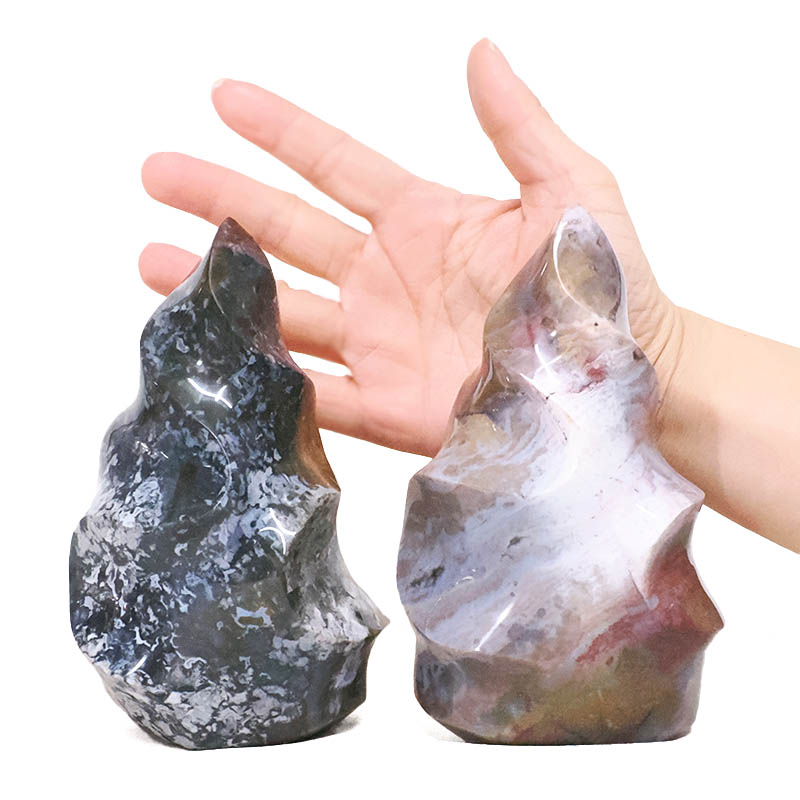 1.91kg Madagascar Ocean Jasper Crystal Flames Set 2 Pieces X435 4 Madagascar Ocean Jasper Crystal Flame Set 2 Pieces X435 | Crystal Factory