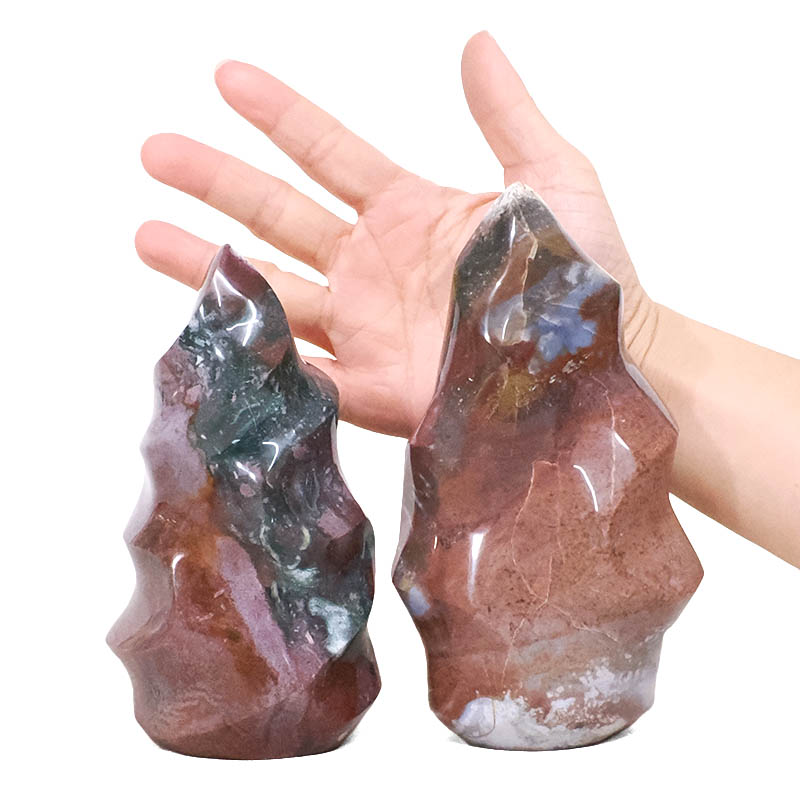 1.89kg Madagascar Ocean Jasper Crystal Flames Set 2 Pieces X436 4 Madagascar Ocean Jasper Crystal Flame Set 2 Pieces X436 | Crystal Factory