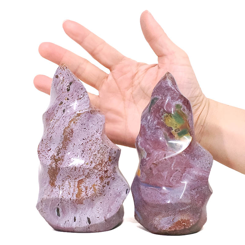 1.49kg Madagascar Ocean Jasper Crystal Flames Set 2 Pieces X437 4 Madagascar Ocean Jasper Crystal Flame Set 2 Pieces X437 | Crystal Factory
