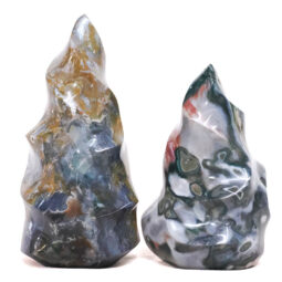 Madagascar Ocean Jasper Crystal Flame Set 2 Pieces X438 | Crystal Factory