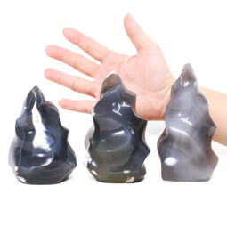 Madagascar Orca Agate Crystal Flame Set 3 Pieces X433 | Crystal Factory