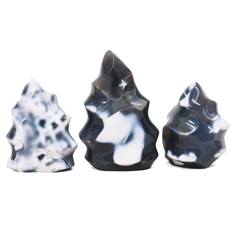 1.69kg Madagascar Orca Agate Crystal Flames Set 3 Pieces X434 3 Madagascar Orca Agate Crystal Flame Set 3 Pieces X434 | Crystal Factory