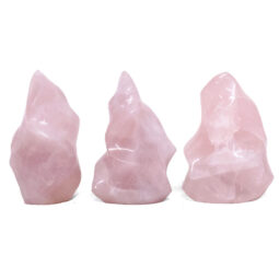 Madagascar Rose Quartz Crystal Flame Set 3 Pieces X431 | Crystal Factory