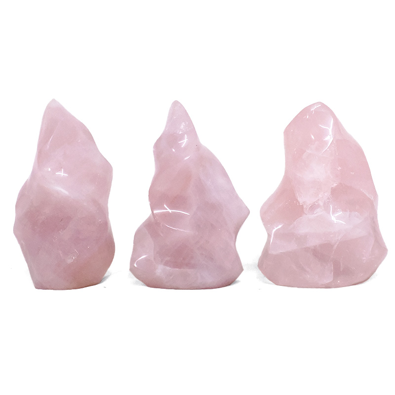 1.36kg Madagascar Rose Quartz Crystal Flames Set 3 Pieces X431 3 Madagascar Rose Quartz Crystal Flame Set 3 Pieces X431 | Crystal Factory