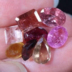 Mixed Tourmaline Faceted Crystal Stones Parcel 8 pieces B818 | Crystal Factory