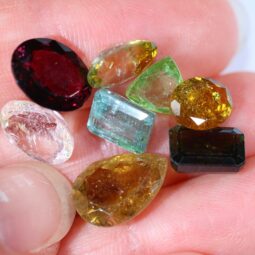 Mixed Tourmaline Faceted Crystal Stones Parcel 8 pieces B819 | Crystal Factory