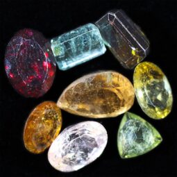 Mixed Tourmaline Faceted Crystal Stones Parcel 8 pieces B819 | Crystal Factory