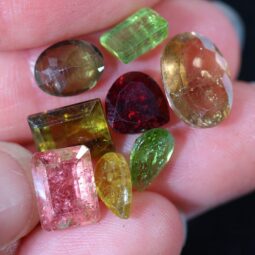Mixed Tourmaline Faceted Crystal Stones Parcel 8 pieces B820 | Crystal Factory
