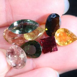 Mixed Tourmaline Faceted Crystal Stones Parcel 8 pieces B821 | Crystal Factory