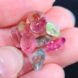 Mixed Tourmaline Faceted Crystal Stones Parcel 9 pieces B817 | Crystal Factory
