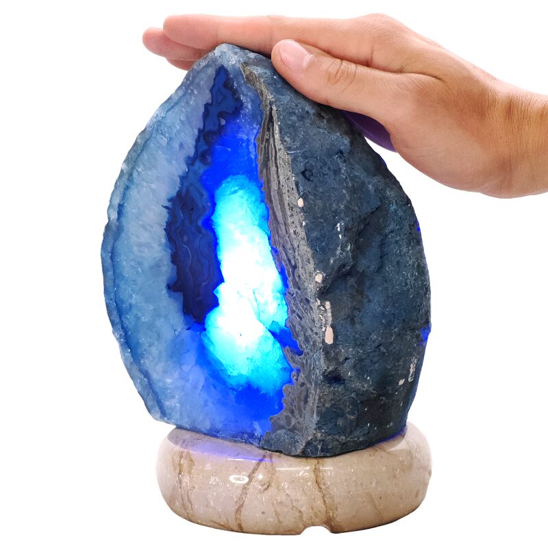 5.1kg Blue Agate Crystal Lamp with Marble Base - Blue LED - N2373 4 Blue Agate Crystal Lamp with Marble Base - Blue LED - N2373 | Crystal Factory