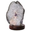 Purple Agate Crystal Lamp with Wooden Base - Purple LED - N2375 | Crystal Factory