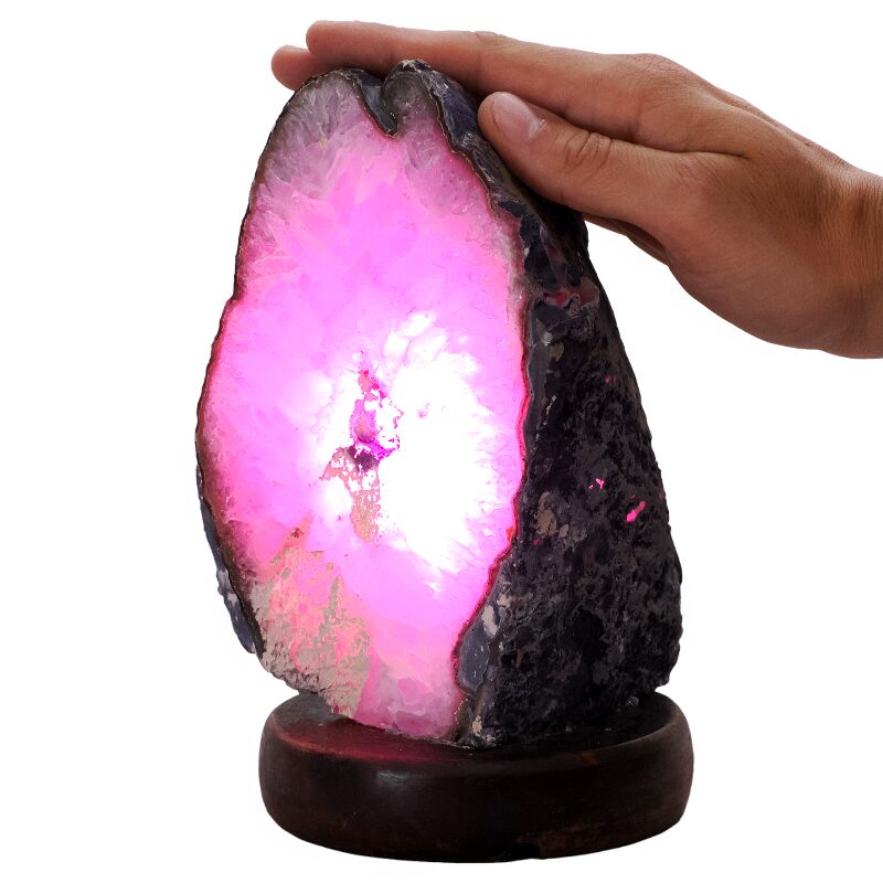 3kg Purple Agate Crystal Lamp with Wooden Base - Purple LED - N2375 4 Purple Agate Crystal Lamp with Wooden Base - Purple LED - N2375 | Crystal Factory