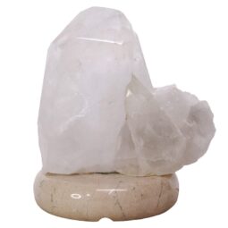 Clear Quartz Druze Lamp on Marble Base – White LED Bulb N2376 | Crystal Factory