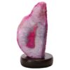 Pink Agate Crystal Lamp with Wooden Base - Purple LED - N2380 | Crystal Factory