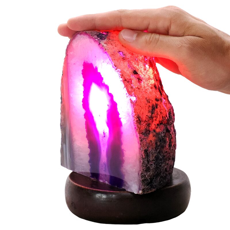 2.2kg Purple Agate Crystal Lamp with Wooden Base - Purple LED - N2381 4 Purple Agate Crystal Lamp with Wooden Base - Purple LED - N2381 | Crystal Factory