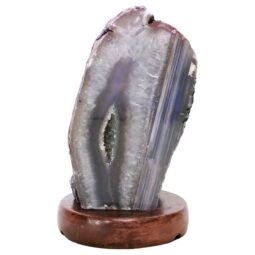 Purple Agate Crystal Lamp with Wooden Base - Purple LED - N2382 | Crystal Factory