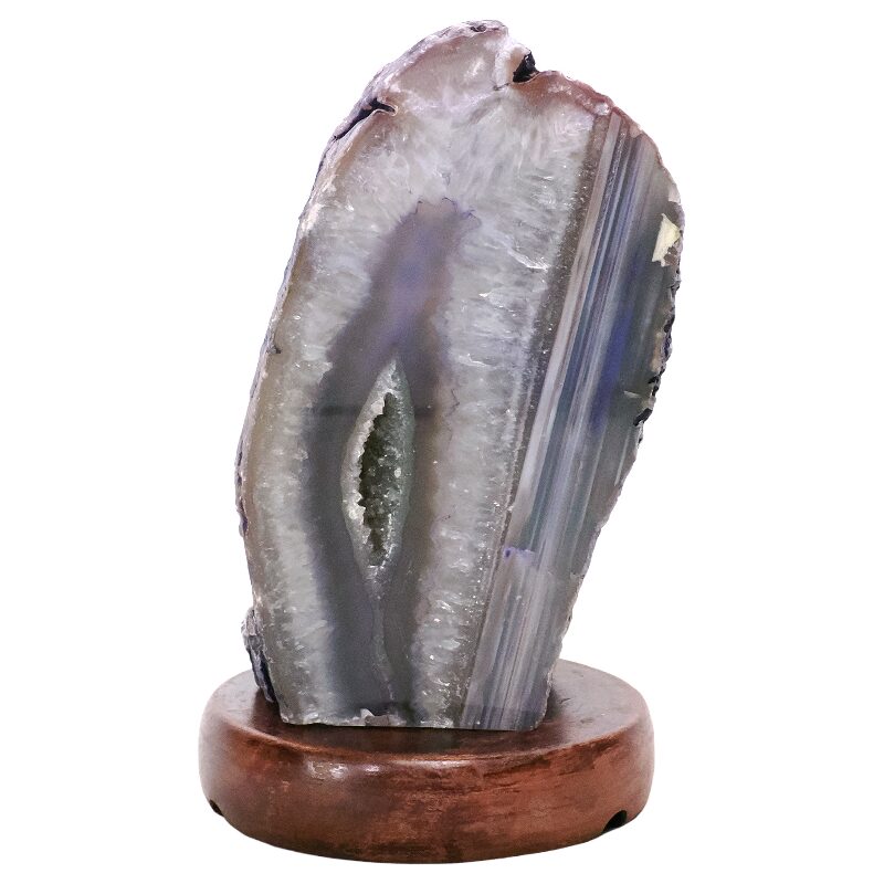 3kg Purple Agate Crystal Lamp with Wooden Base - Purple LED - N2382 3 Purple Agate Crystal Lamp with Wooden Base - Purple LED - N2382 | Crystal Factory