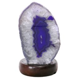 Purple Agate Crystal Lamp with Wooden Base - Purple LED - N2383 | Crystal Factory