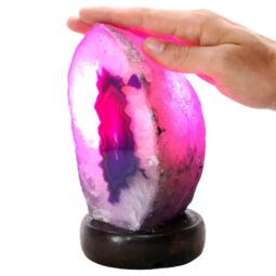 Purple Agate Crystal Lamp with Wooden Base - Purple LED - N2383 | Crystal Factory