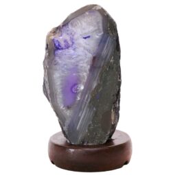 Purple Agate Crystal Lamp with Wooden Base - Purple LED - N2384 | Crystal Factory