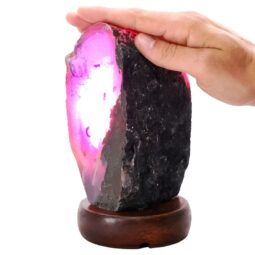 1.7kg Purple Agate Crystal Lamp with Wooden Base - Purple LED - N2384 5 Purple Agate Crystal Lamp with Wooden Base - Purple LED - N2384 | Crystal Factory
