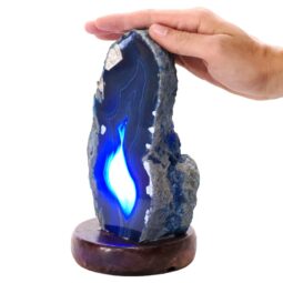 1.8kg Blue Agate Crystal Lamp with Wooden Base - Blue LED - N2386 5 Blue Agate Crystal Lamp with Wooden Base - Blue LED - N2386 | Crystal Factory