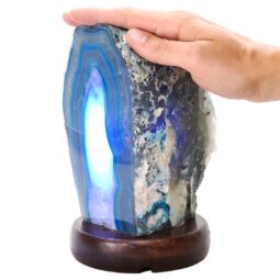 2.6kg Blue Agate Crystal Lamp with Wooden Base - Blue LED - N2387 5 Blue Agate Crystal Lamp with Wooden Base - Blue LED - N2387 | Crystal Factory