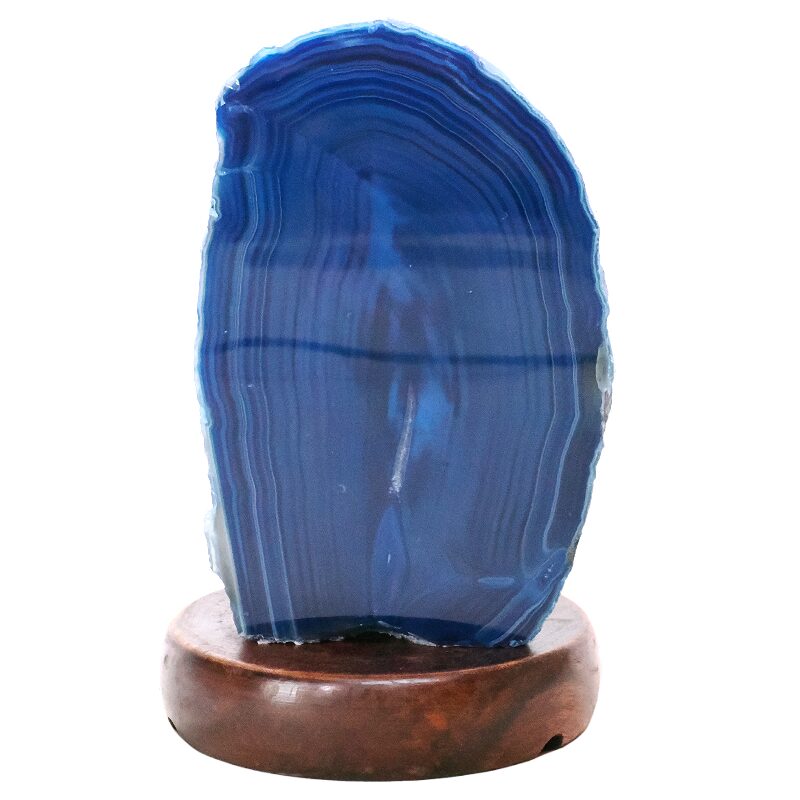 2.8kg Blue Agate Crystal Lamp with Wooden Base - Blue LED - N2388 3 Blue Agate Crystal Lamp with Wooden Base - Blue LED - N2388 | Crystal Factory