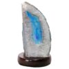Teal Agate Crystal Lamp with Wooden Base - Green LED - N2389 | Crystal Factory