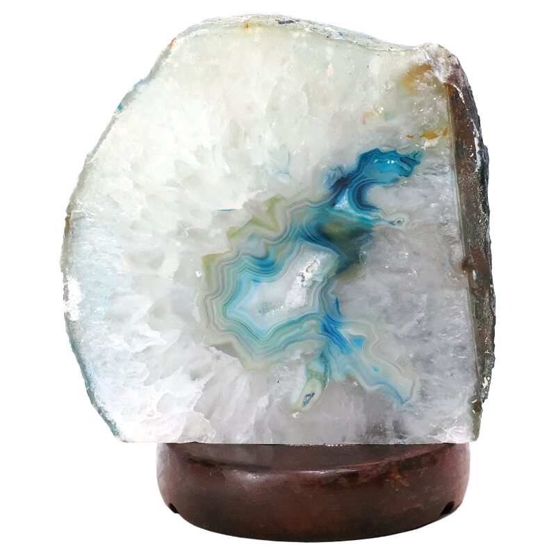3.2kg Teal Agate Crystal Lamp with Wooden Base - Green LED - N2391 3 Teal Agate Crystal Lamp with Wooden Base - Green LED - N2391 | Crystal Factory