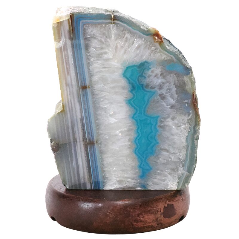 2.6kg Teal Agate Crystal Lamp with Wooden Base - Green LED - N2392 3 Teal Agate Crystal Lamp with Wooden Base - Green LED - N2392 | Crystal Factory