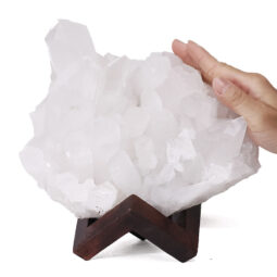 Natural Clear Quartz Specimen on Timber Stand 8cm L541 | Crystal Factory