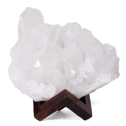Natural Clear Quartz Specimen on Timber Stand 8cm L541 | Crystal Factory