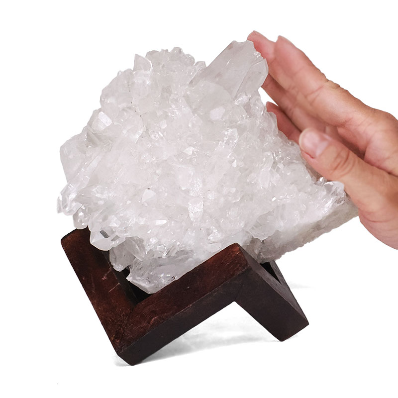 1.49kg Natural Clear Quartz Specimen on Timber Stand 8cm L537 4 Natural Clear Quartz Specimen on Timber Stand 8cm L537 | Crystal Factory