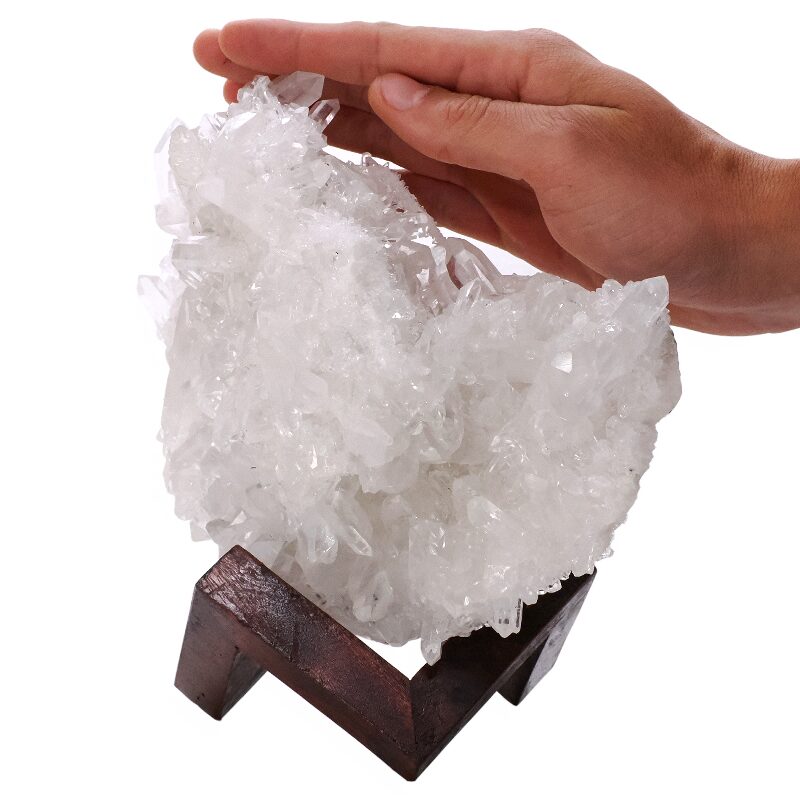 1.8kg Natural Clear Quartz Specimen on Timber Stand 8cm R630 4 Natural Clear Quartz Specimen on Timber Stand 8cm R630 | Crystal Factory