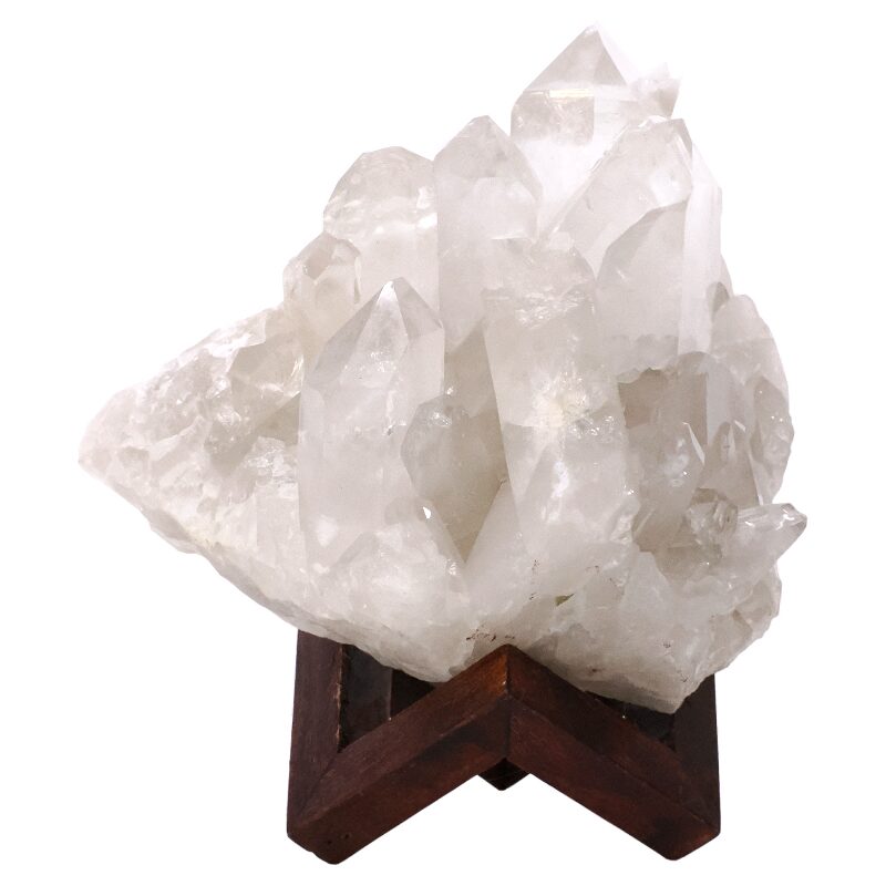 4.4kg Natural Clear Quartz Specimen on Timber Stand 8cm R631 3 Natural Clear Quartz Specimen on Timber Stand 8cm R631 | Crystal Factory