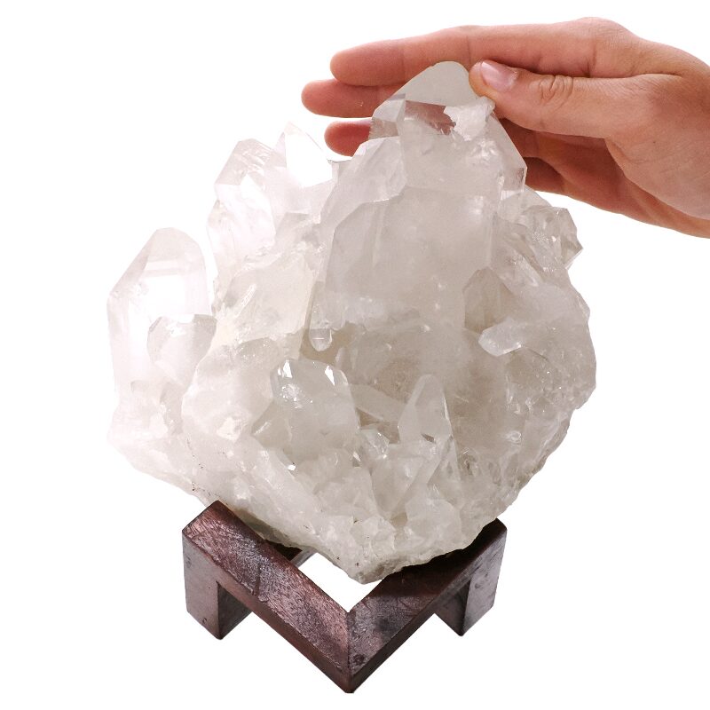 4.4kg Natural Clear Quartz Specimen on Timber Stand 8cm R631 4 Natural Clear Quartz Specimen on Timber Stand 8cm R631 | Crystal Factory