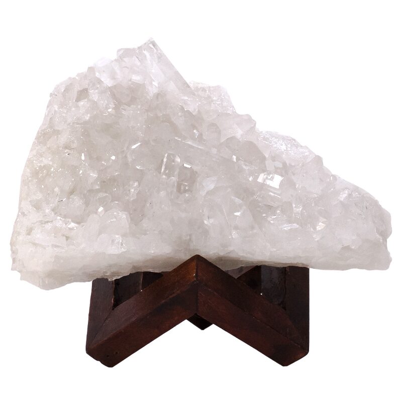 2.4kg Natural Clear Quartz Specimen on Timber Stand 8cm R632 3 Natural Clear Quartz Specimen on Timber Stand 8cm R632 | Crystal Factory