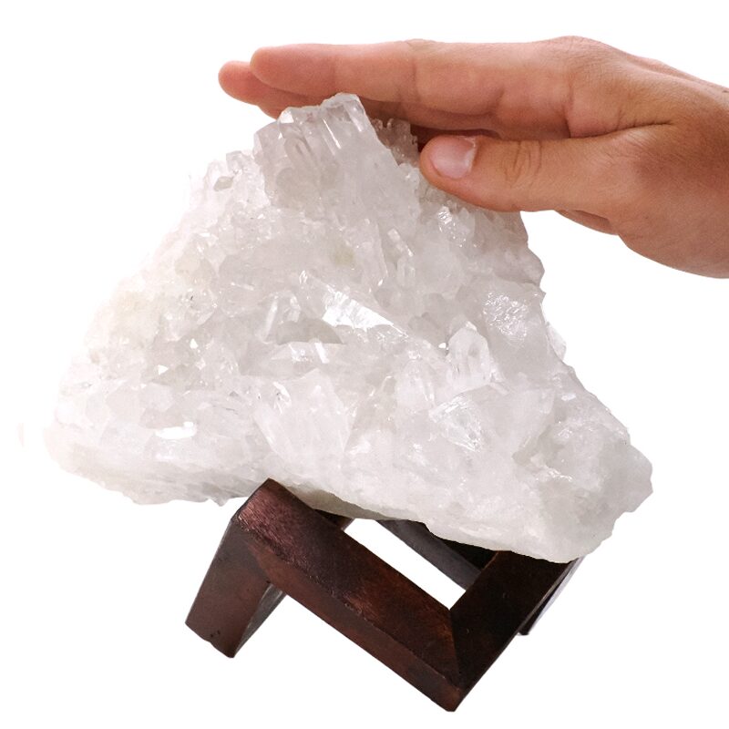 2.4kg Natural Clear Quartz Specimen on Timber Stand 8cm R632 4 Natural Clear Quartz Specimen on Timber Stand 8cm R632 | Crystal Factory