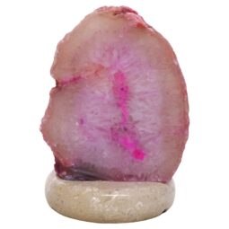 Pink Agate Crystal Lamp with Marble Base - Purple LED - S1611 | Crystal Factory