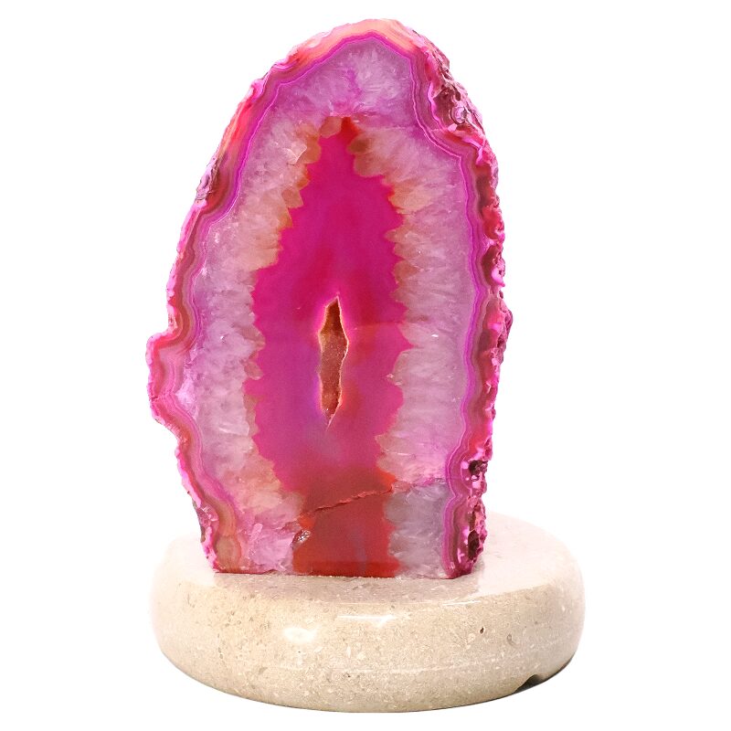 2.4kg Pink Agate Crystal Lamp with Marble Base - Purple LED - S1615 3 Pink Agate Crystal Lamp with Marble Base - Purple LED - S1615 | Crystal Factory