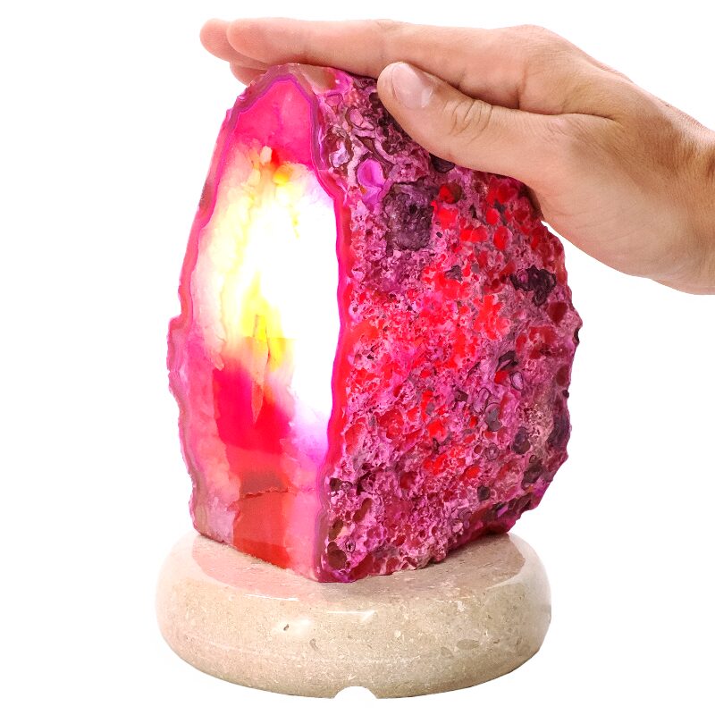 2.4kg Pink Agate Crystal Lamp with Marble Base - Purple LED - S1615 4 Pink Agate Crystal Lamp with Marble Base - Purple LED - S1615 | Crystal Factory