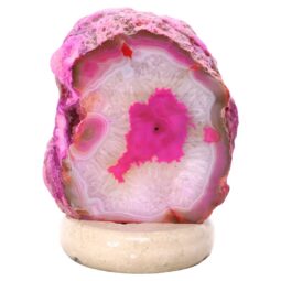 Pink Agate Crystal Lamp with Marble Base - Purple LED - S1617 | Crystal Factory