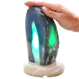 2.6kg Teal Agate Crystal Lamp with Marble Base - Green LED - S1619 5 Teal Agate Crystal Lamp with Marble Base - Green LED - S1619 | Crystal Factory