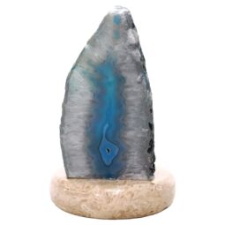 Teal Agate Crystal Lamp with Marble Base - Green LED - S1620 | Crystal Factory
