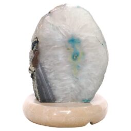 Teal Agate Crystal Lamp with Marble Base - Green LED - S1621 | Crystal Factory